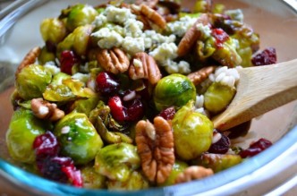 PAN-SEARED BRUSSELS SPROUTS WITH CRANBERRIES & PECANS